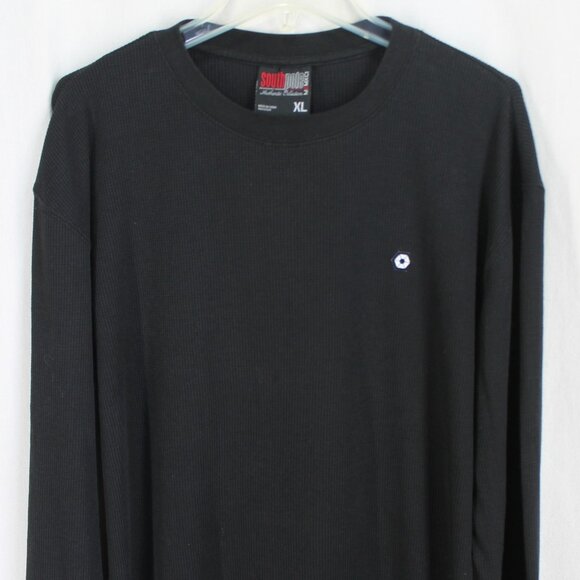 Southpole Long Sleeve Shirt Mens Size XL Black Waffle Knit Thermal Crewneck Tee - Picture 2 of 5